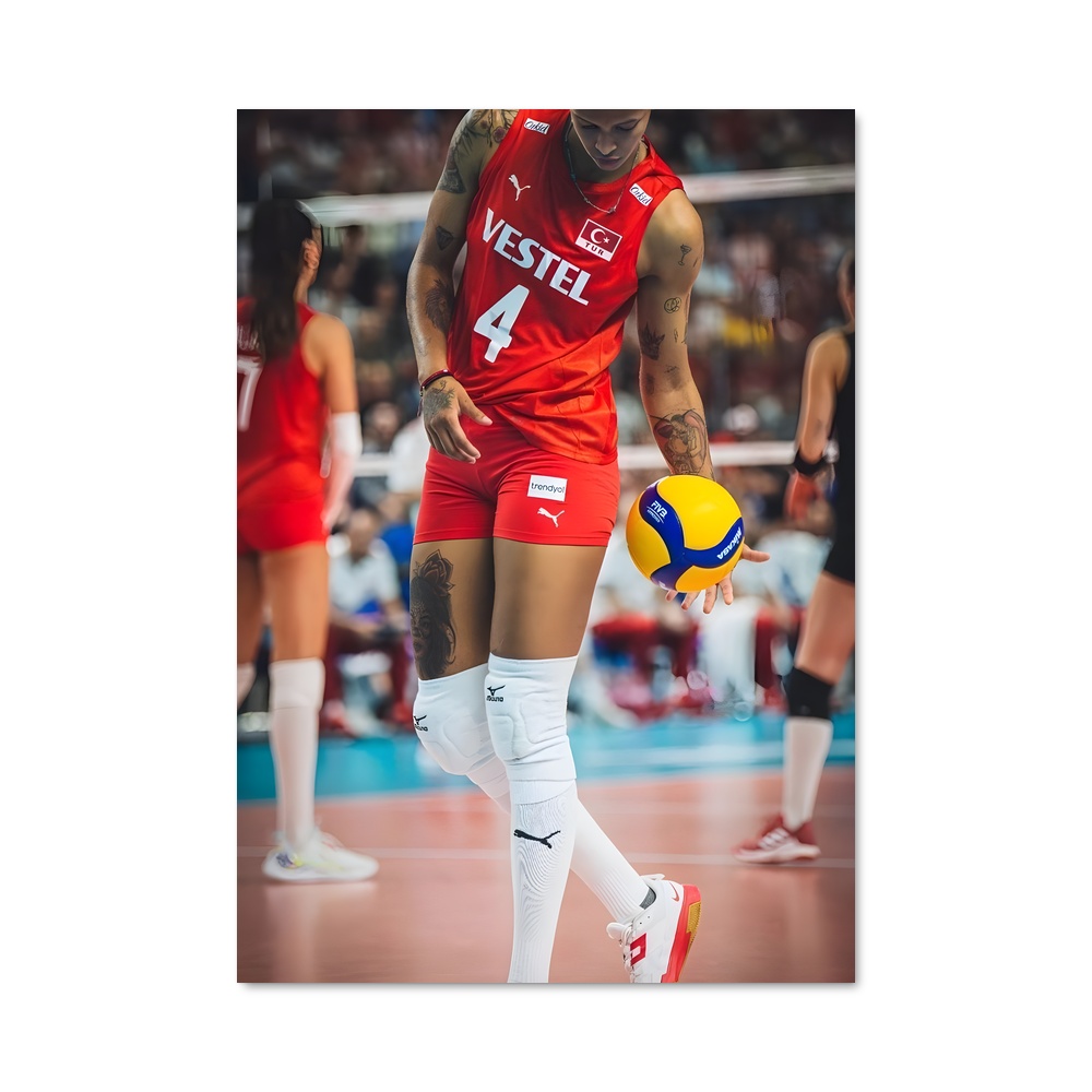 Poster Volley en Rouge et Blanc
